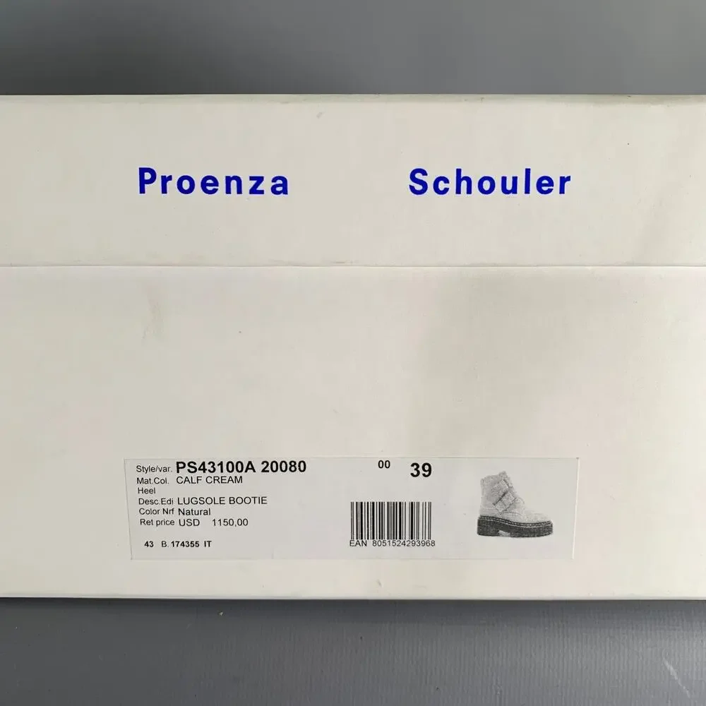 PROENZA SCHOULER Size 9 Cream Black Leather Calf Buckle Boots - Picture 10 of 10